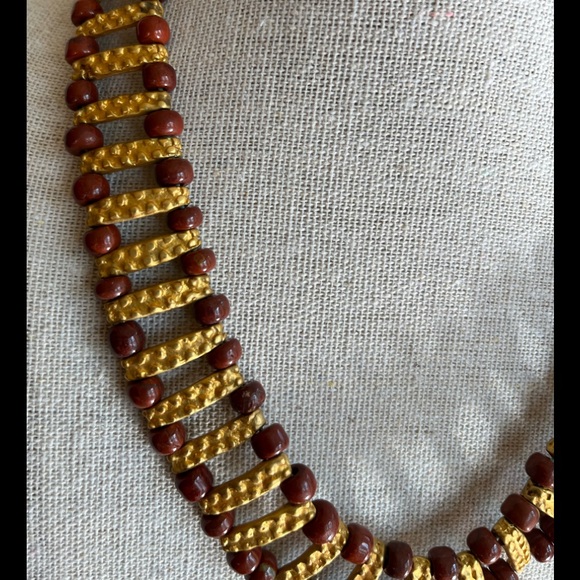 L.A. Cano Choker and Earring Set of 24k Gold  and Jasper Stones - Picture 2 of 16